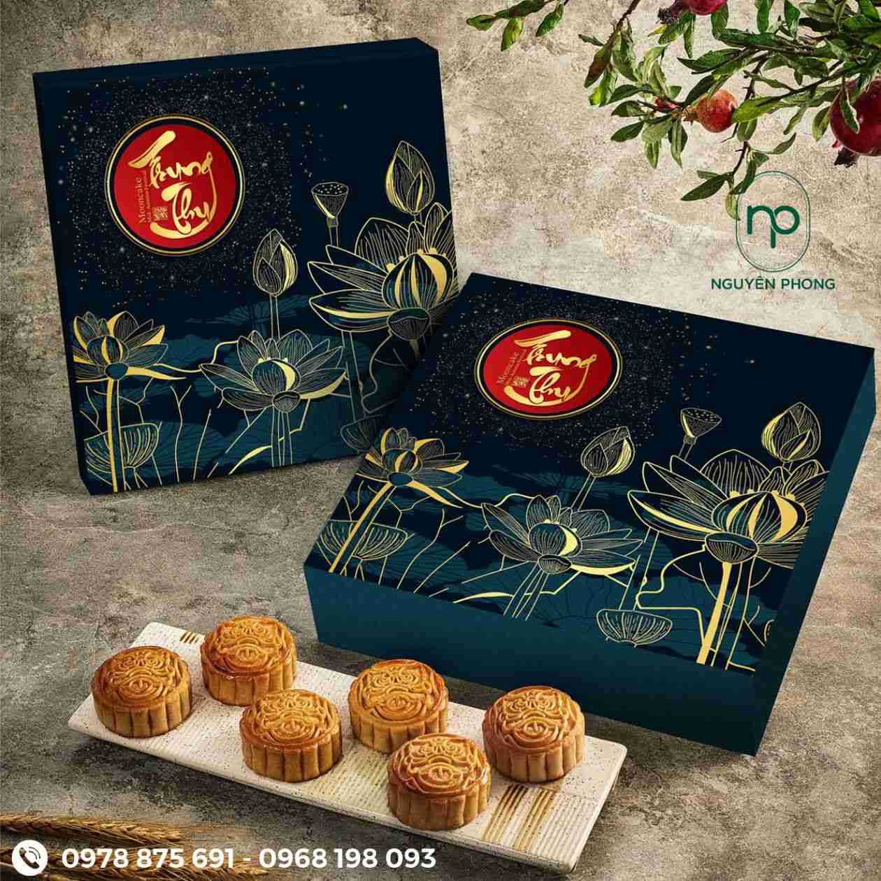 Mẫu in hoa văn trên hộp bánh trung thu